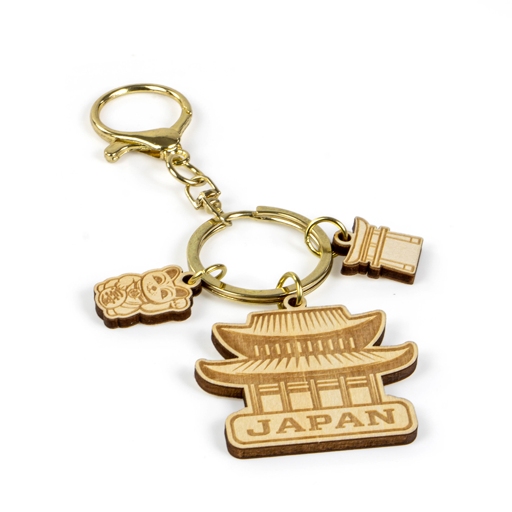 japan keychain, samurai souvenir keyring, wooden japan keychain, laser engraved wood keychain, japanese warrior keyring, custom souvenir japan, eco friendly wood keychain, b2b wooden gift supplier, japan travel souvenir