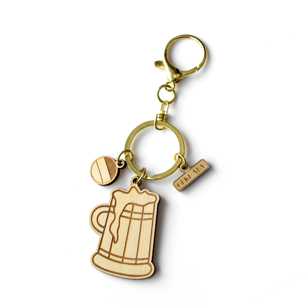 germany keychain, beer mug souvenir, oktoberfest gift, wooden keyring, german beer festival keychain, laser cut keychain, travel souvenir germany, custom wooden keychain, beer themed gift, wholesale souvenir supplier