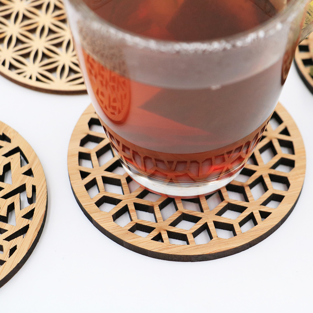 natural bamboo coasters,bamboo coasters for gift,bamboo coaster hotel, Custom Engraved Wooden Drink Coaster Set