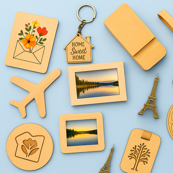 wooden gifts, sustainable souvenirs, eco-friendly gifts, wooden keychains, wooden picture frames, wooden coasters, wooden postcards, tourism gifts, custom wooden souvenirs, eco travel gifts