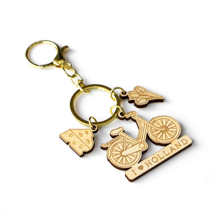 holland keychain, netherlands souvenir, wooden holland keyring, bicycle cheese tulip gift, laser cut wooden keychain, i love holland souvenir, dutch travel gift, netherlands custom keychain, wholesale holland gift, eco friendly wooden keyring