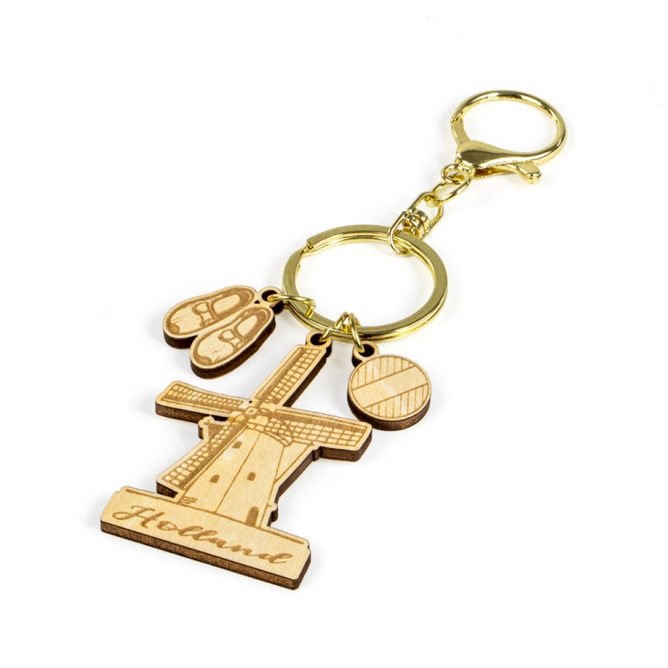holland keychain, windmill souvenir, wooden keyring holland, laser cut gift, holland wooden keychain, custom holland souvenir, eco wood keychain, travel gift holland, b2b keyring supplier