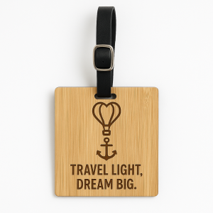 Custom Bamboo Wood Luggage Tag,travel tag for suitcase,branded luggage tag,eco travel accessory,custom logo bamboo luggage tag supplier,eco friendly wooden travel tag wholesale,personalized luggage tags for corporate gifts