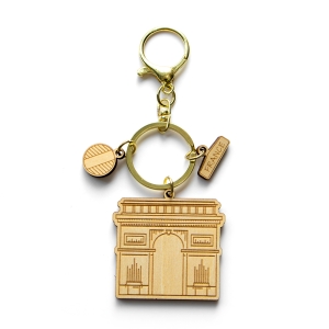 france keychain, arc de triomphe souvenir, wooden paris keyring, french travel gift, custom wooden keychain, laser cut france souvenir, eco keyring france, wholesale souvenir supplier, paris landmark keychain, custom france gift