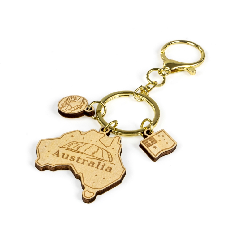 australia keychain, australia map souvenir, wooden keyring, laser cut keychain, custom australia gift, wood souvenir keychain, wholesale souvenir supplier, australian gift keychain, eco friendly keyring, travel souvenir australia