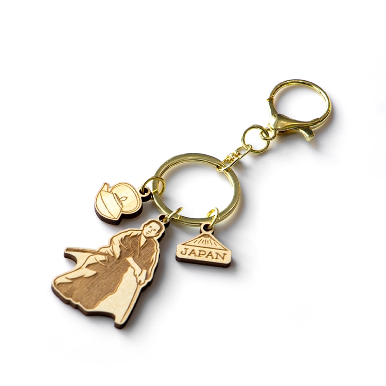 japan wooden keychain, samurai souvenir, laser engraved keyring, japan travel gift, eco wood keychain, japanese samurai charm, custom b2b souvenir, japan landmark keychain, wooden japan gift