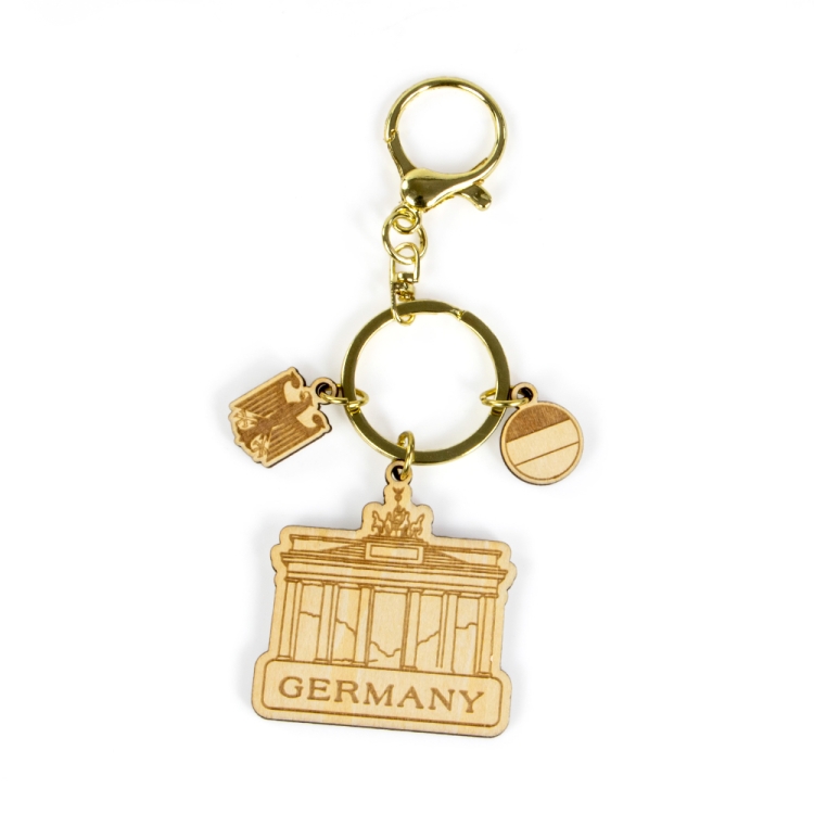 germany keychain, brandenburg gate souvenir, wooden keyring, german souvenir gift, laser cut keychain, berlin travel souvenir, custom wood keychain, wholesale souvenir supplier, germany keychain manufacturer, eco wooden souvenir