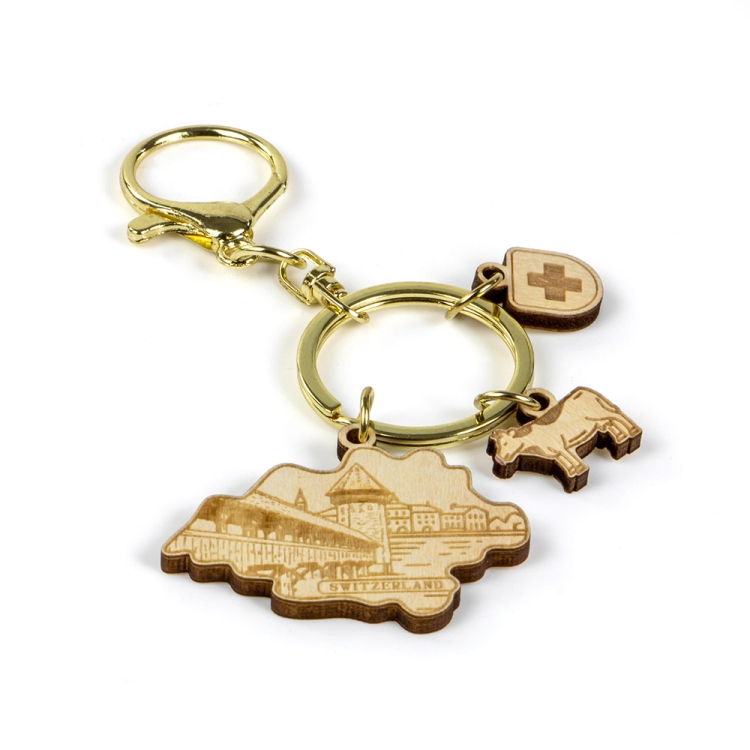 wooden keychain wholesale,custom wooden keychain,landmark wooden keychain,Swiss map wooden keychain,Switzerland wooden keychain