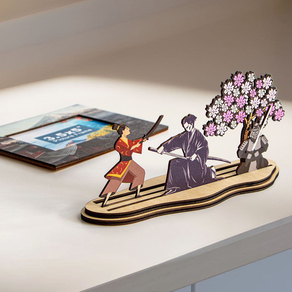 samurai souvenir, Japan travel gift, wooden photo frame, bushido gift, handcrafted frame, Japanese culture decor, tourist keepsake,Japanese Culture Gift