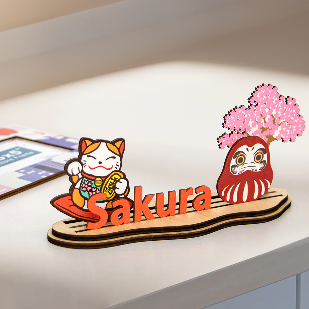 sakura photo frame, Japan souvenir frame, maneki neko frame, daruma gift, cherry blossom decor, laser cut wooden frame, Japan theme crafts,souvenir gift