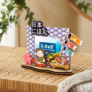 cherry blossom photo frame, sakura souvenir, japan travel gift, wooden frame, japan memory frame, mt. fuji frame