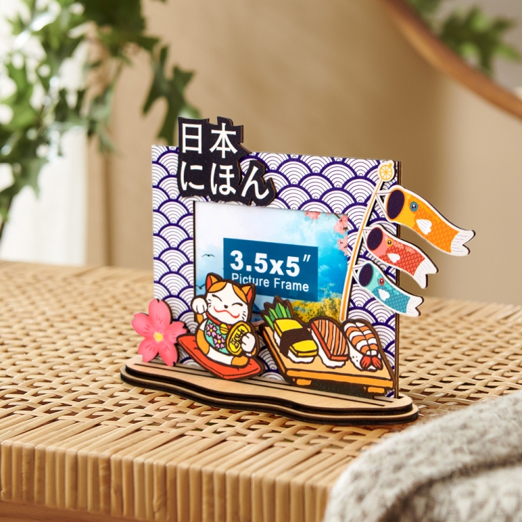 cherry blossom photo frame, sakura souvenir, japan travel gift, wooden frame, japan memory frame, mt. fuji frame