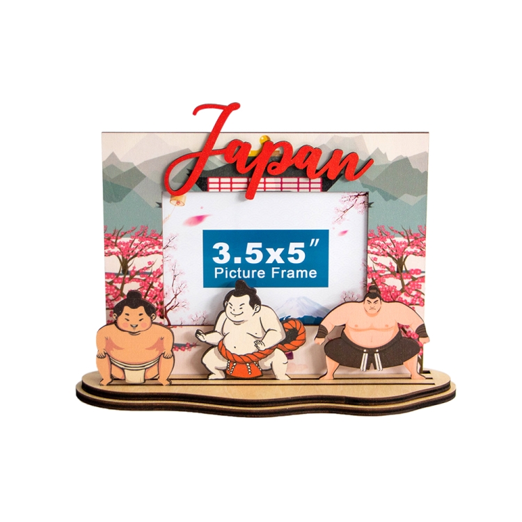 Japan souvenir photo frame,Sumo theme wooden frame,Japanese travel keepsake,cherry blossom picture frame,Japan gift for tourists,laser cut wooden souvenir,custom Japan desktop frame,wooden Japan memorabilia