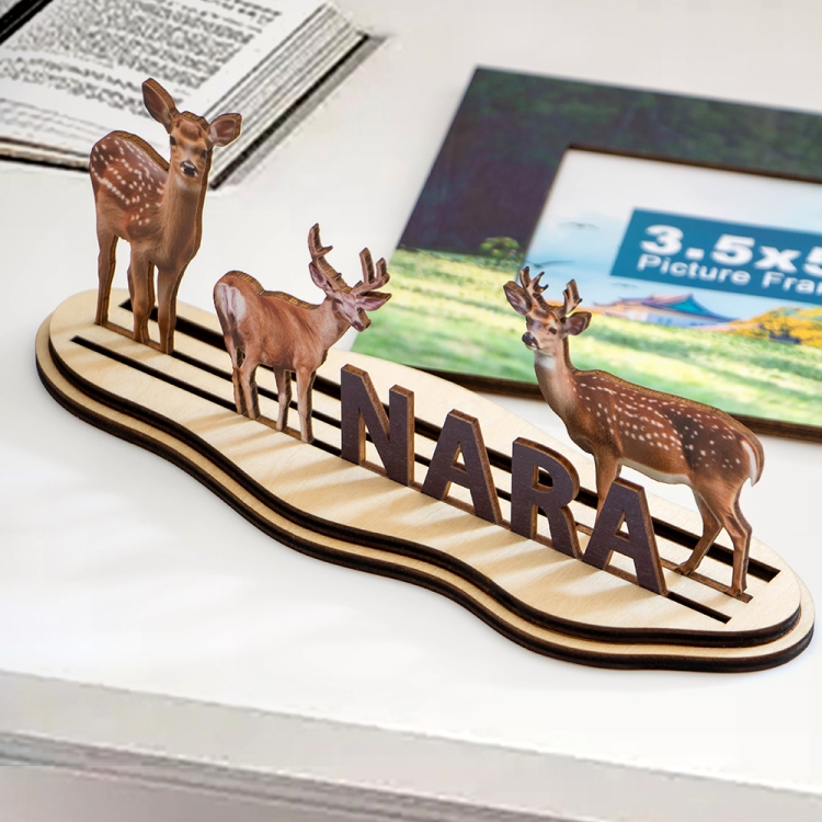 Nara deer souvenir, Japan wooden frame, travel keepsake, custom gift frame, Japanese tourism gift,nature souvenir