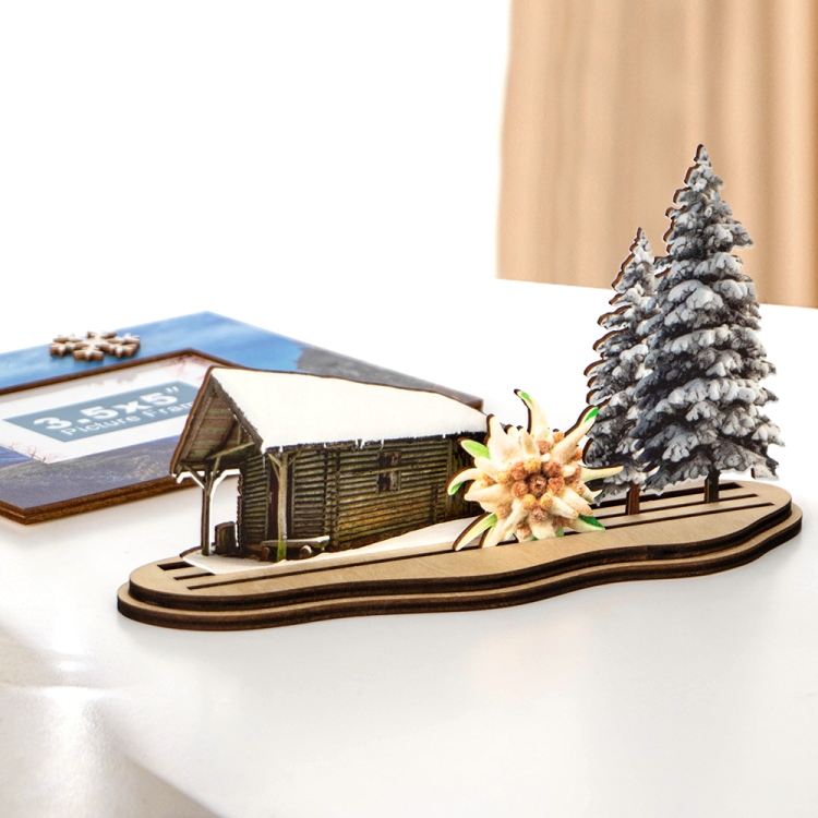 Matterhorn souvenir, Switzerland photo frame, winter cabin decor, wooden travel gift, alpine frame