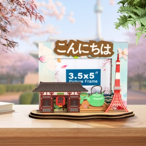 tokyo souvenir frame, japan photo frame, wooden picture frame, travel gift, japan memory gift, tokyo tower decor, sensoji frame, cherry blossom souvenir, laser cut frame, japanese style home decor,Tokyo Souvenir