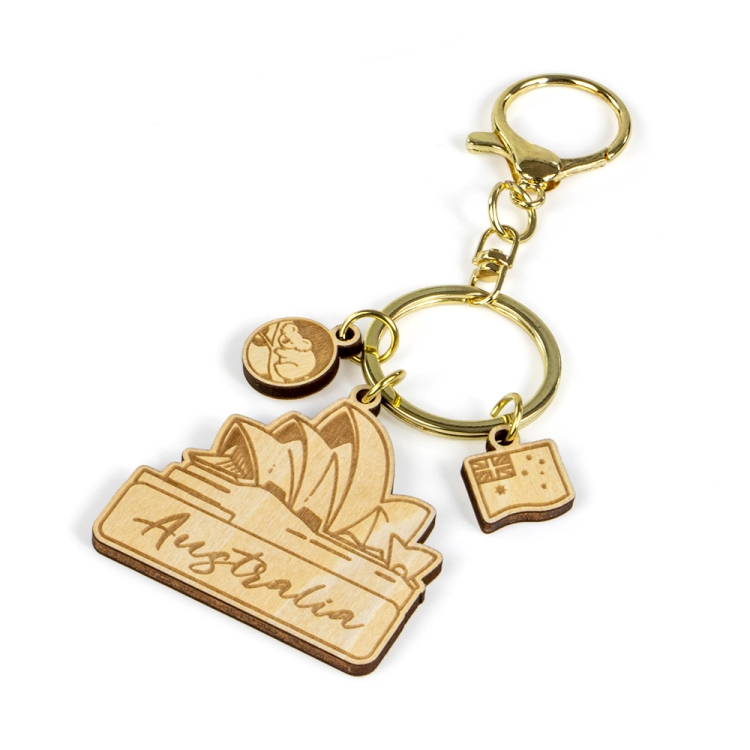 australia keychain, sydney souvenir, opera house gift, wooden travel gift, custom wooden keyring, australia gift supplier, souvenir keychain wholesale,australian tourism gift suppliers